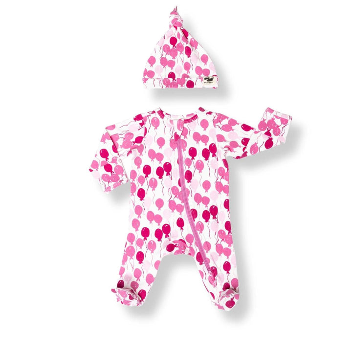 Organic Footie - Pink Balloons
