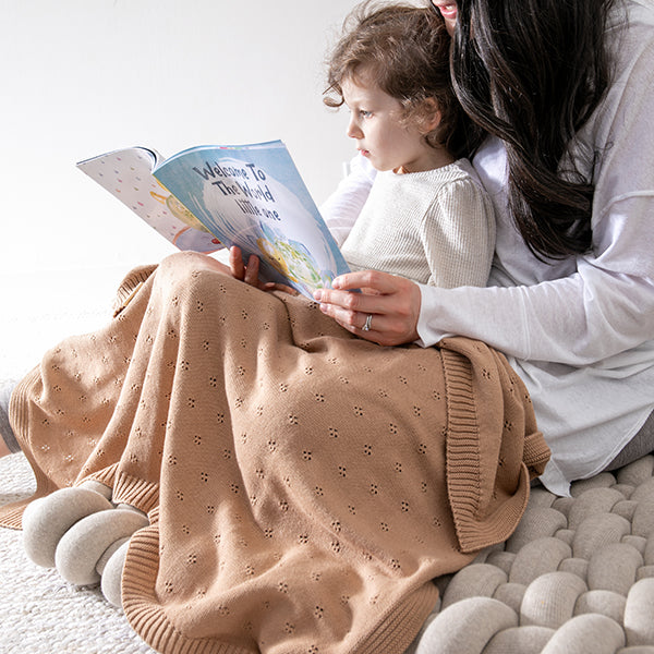 Trefle Organic Cotton Baby Blanket and Bonnet Set