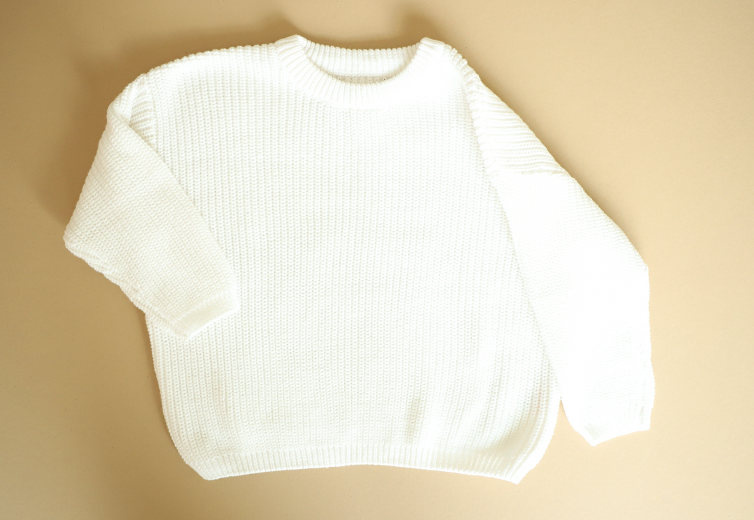 White Sweater Organic knit for kids- oversized clothes