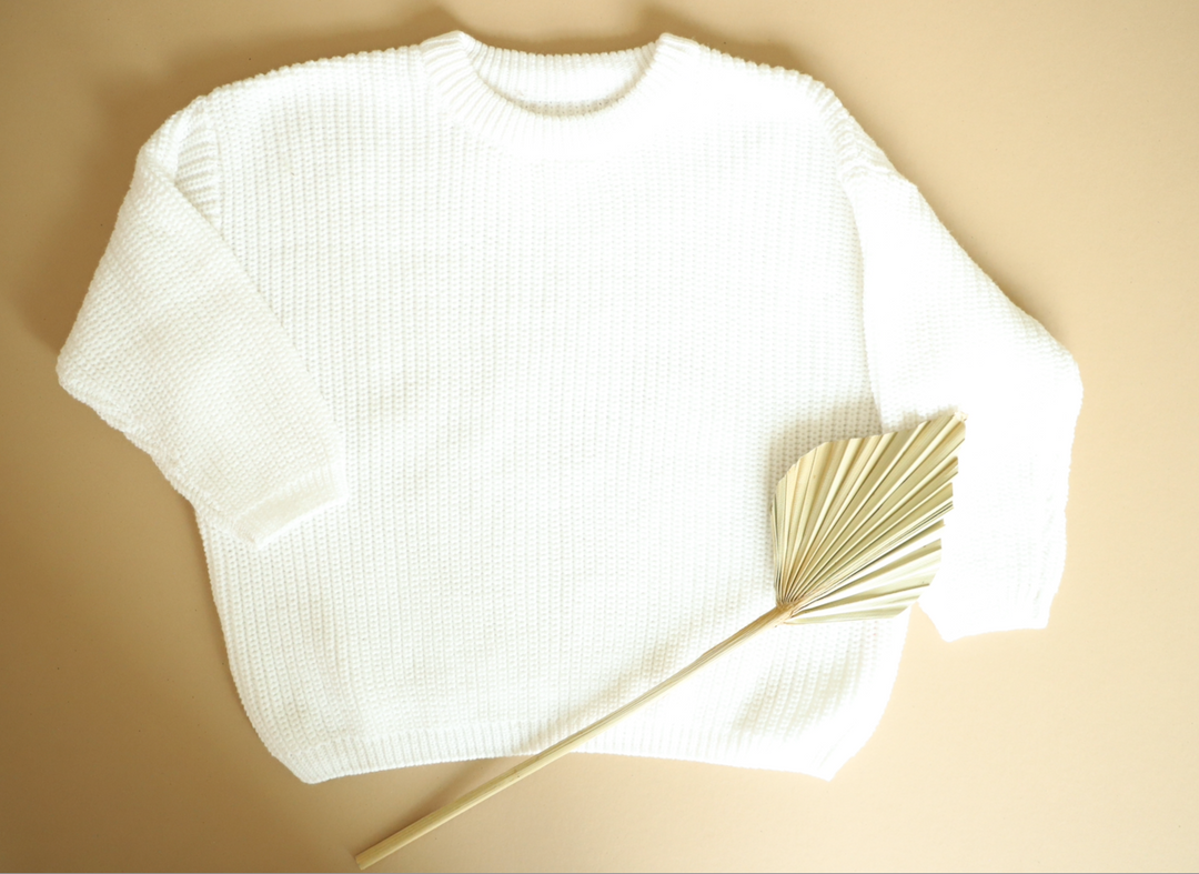 White Sweater Organic knit for kids- oversized clothes