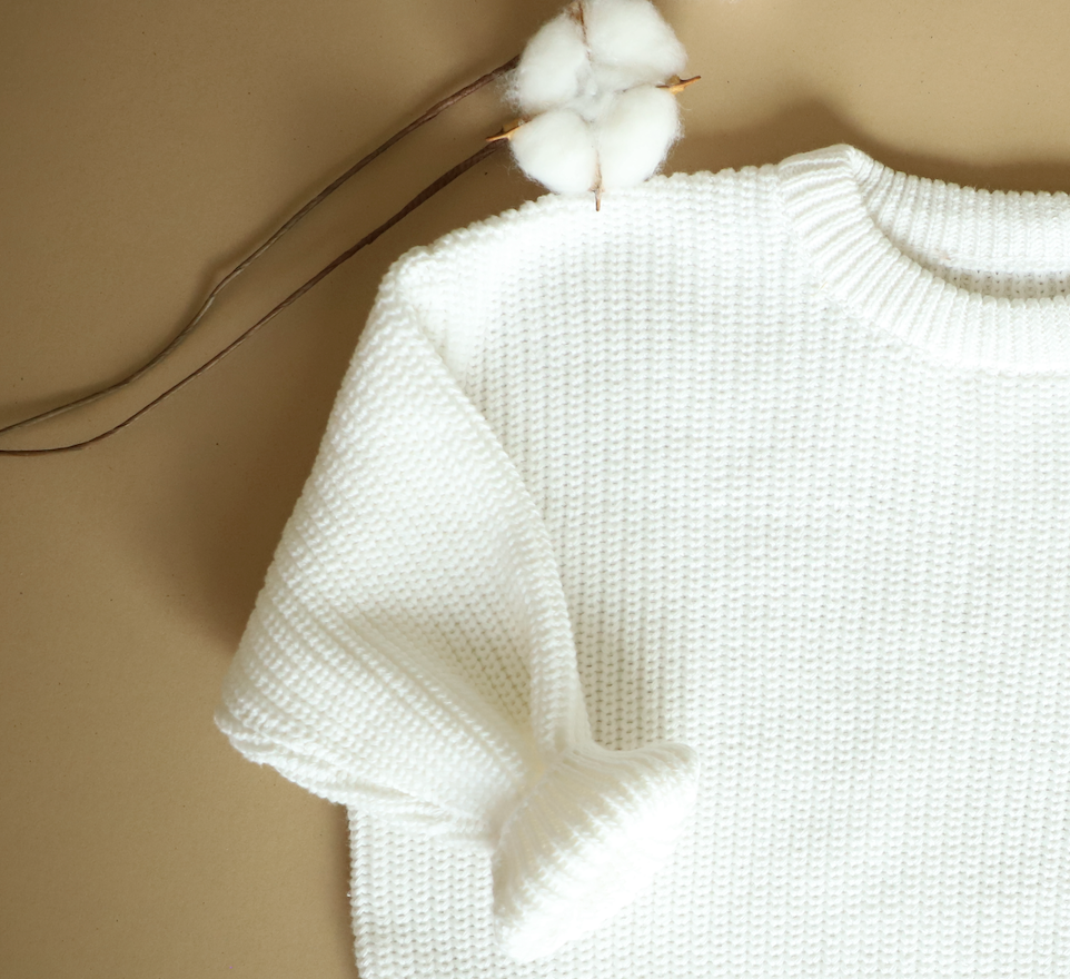 White Sweater Organic knit for kids- oversized clothes