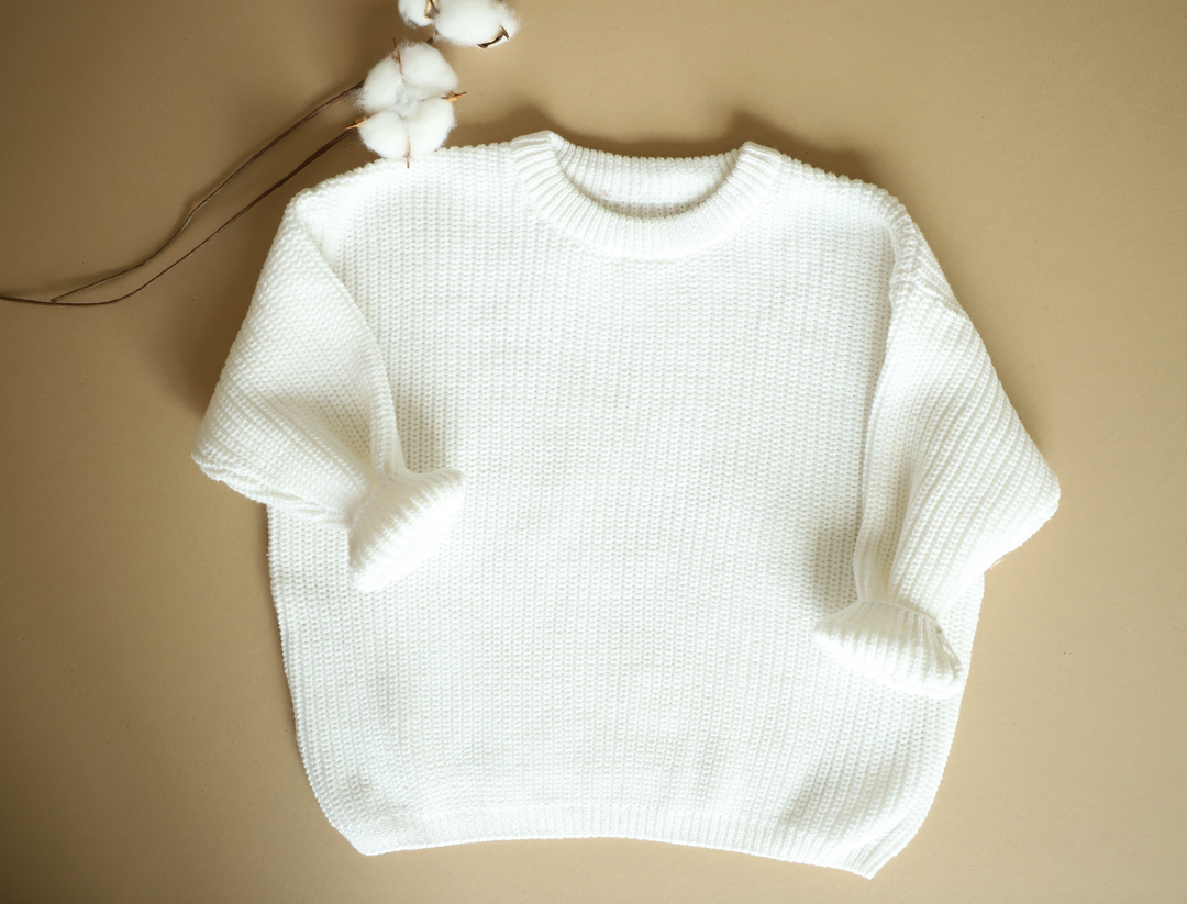 White Sweater Organic knit for kids- oversized clothes