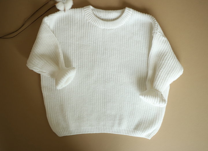 White Sweater Organic knit for kids- oversized clothes