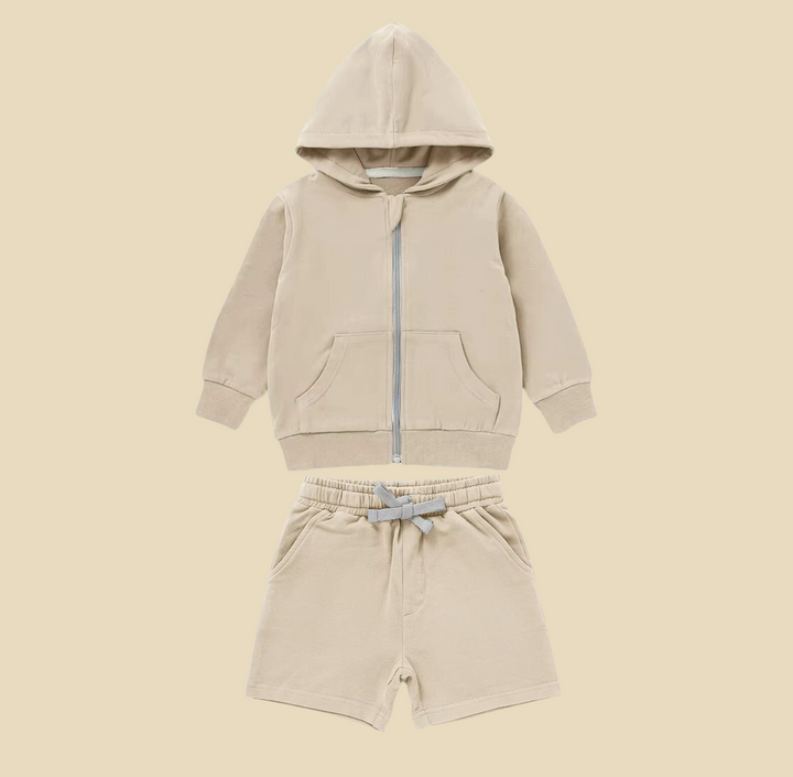 Organic Cotton Long Sleeve Hoodie and Shorts Set