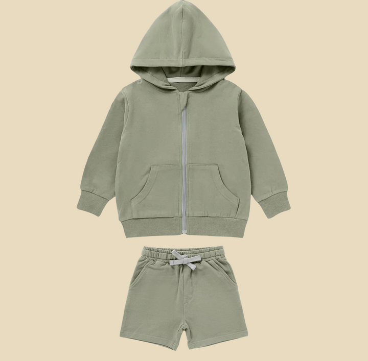Organic Cotton Long Sleeve Hoodie and Shorts Set