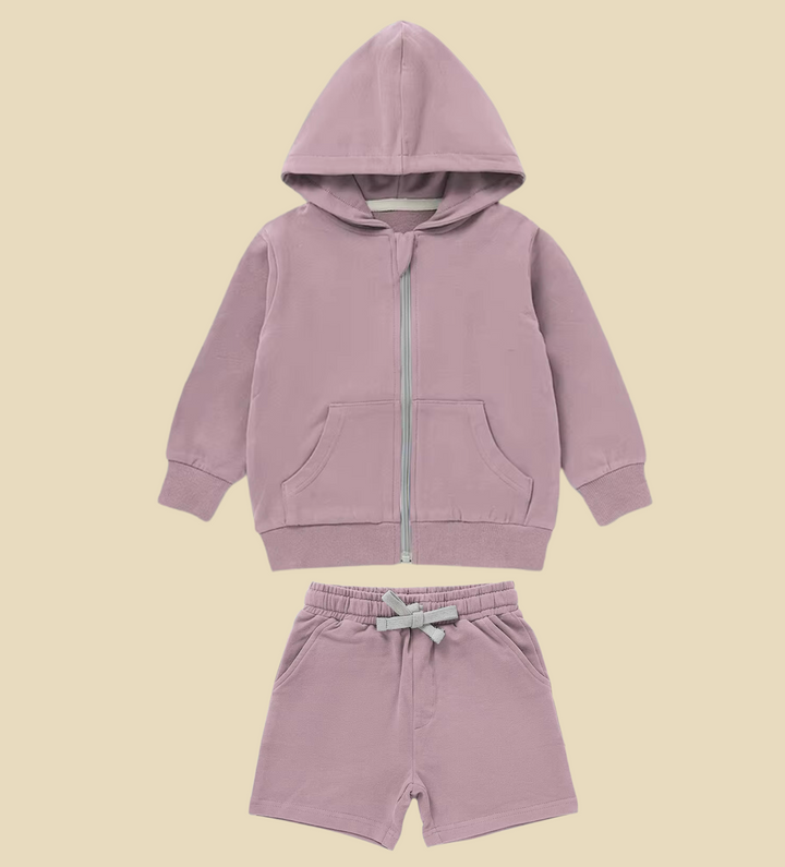 Organic Cotton Long Sleeve Hoodie and Shorts Set