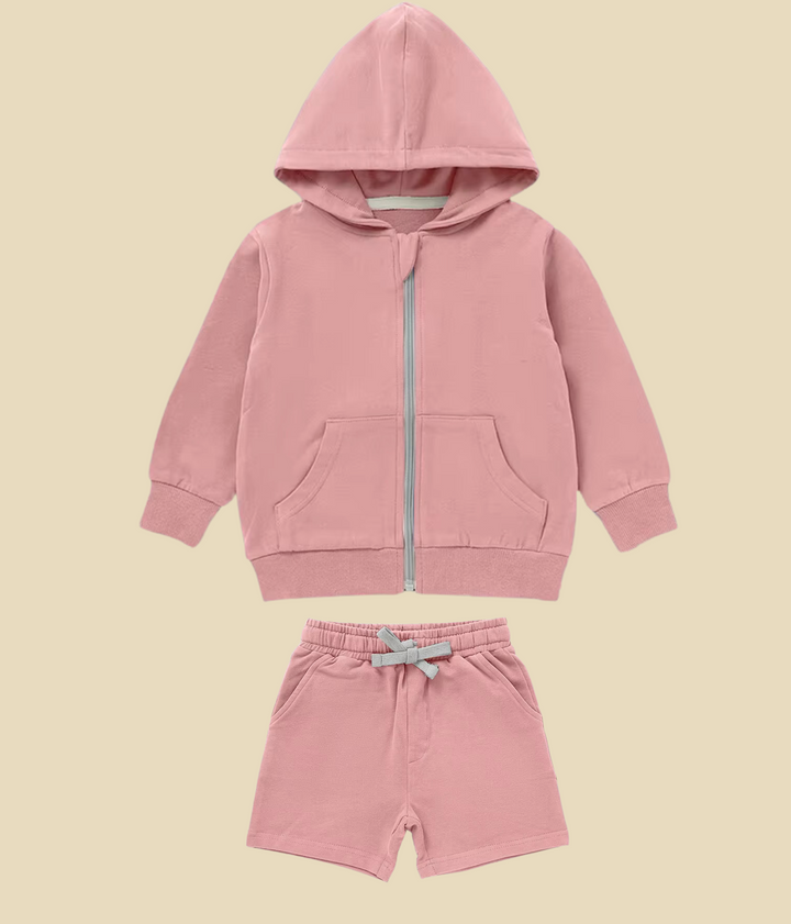 Organic Cotton Long Sleeve Hoodie and Shorts Set