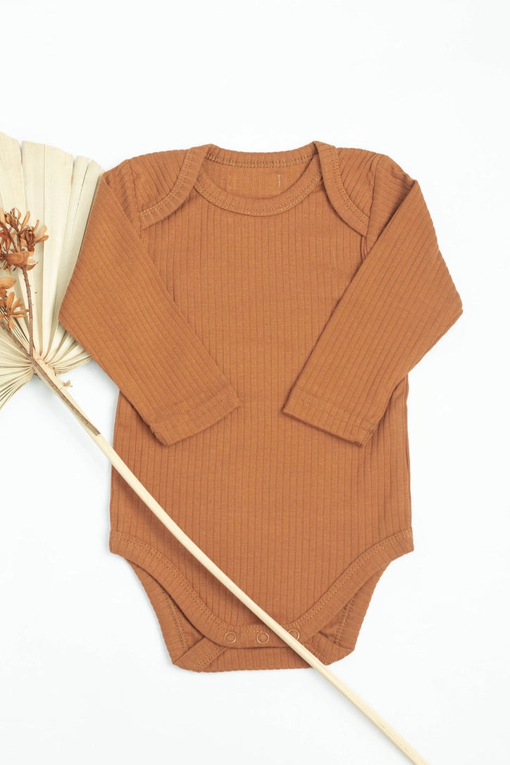 Baby Organic cotton bodysuit ribbed cotton long sleeve