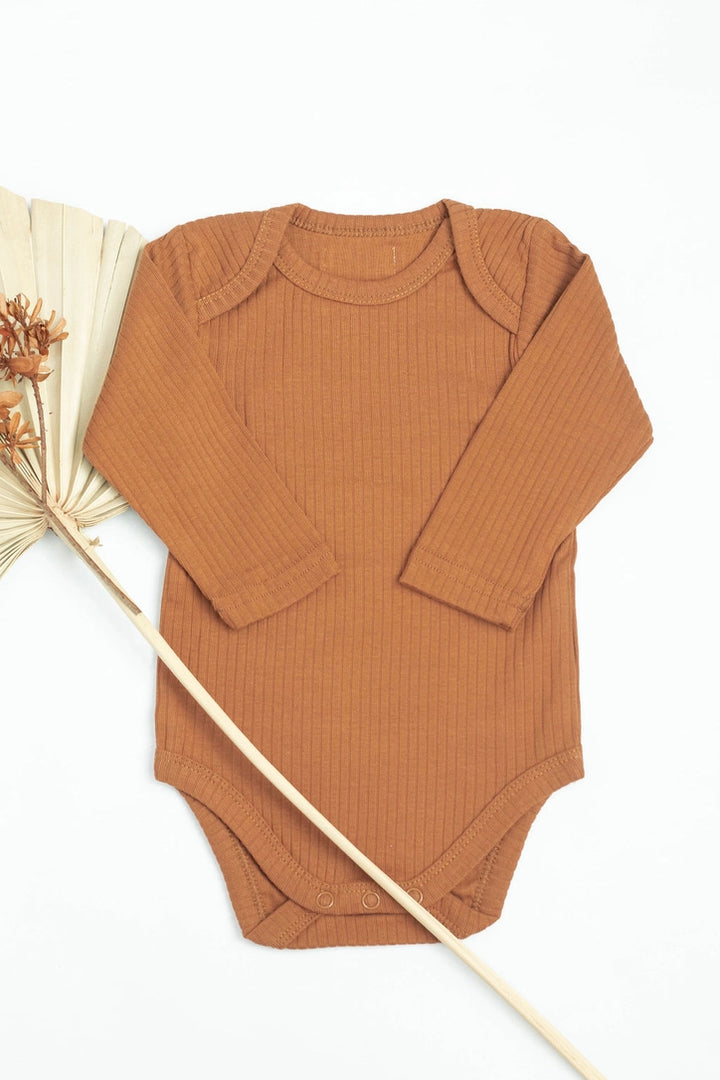 Baby Organic cotton bodysuit ribbed cotton long sleeve