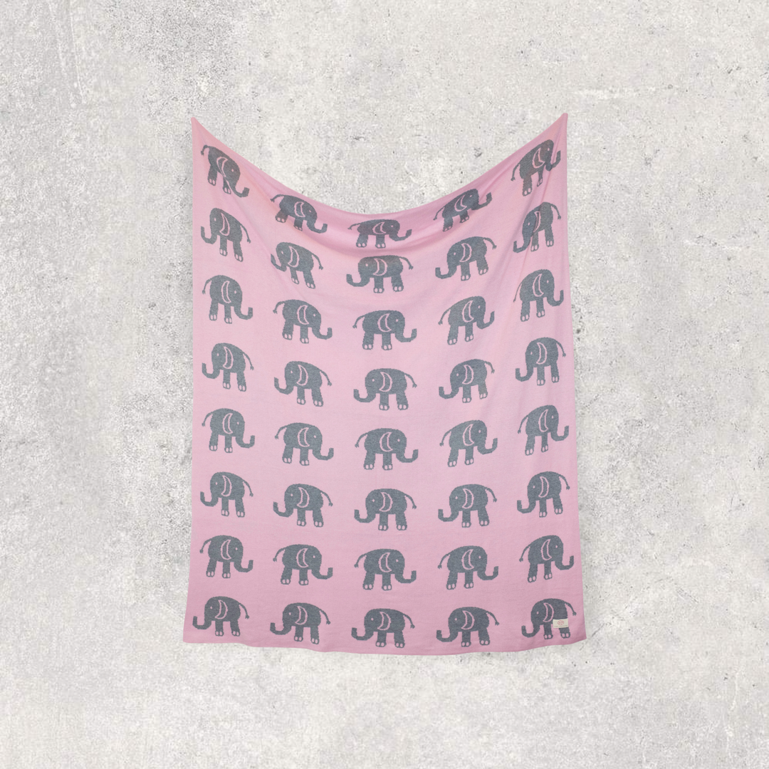 Elephant Love Organic Cotton Baby Blanket and Burp Cloth Set