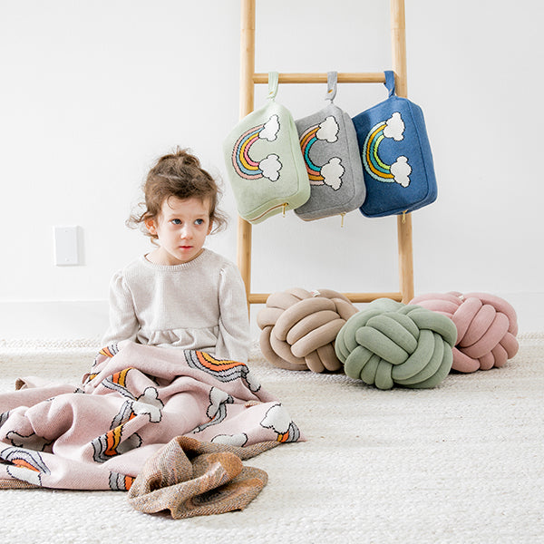 Rainbow Organic Cotton Baby Blanket and Burp Cloth Set