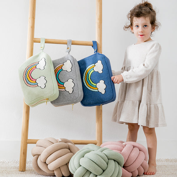 Rainbow Organic Cotton Baby Blanket and Burp Cloth Set