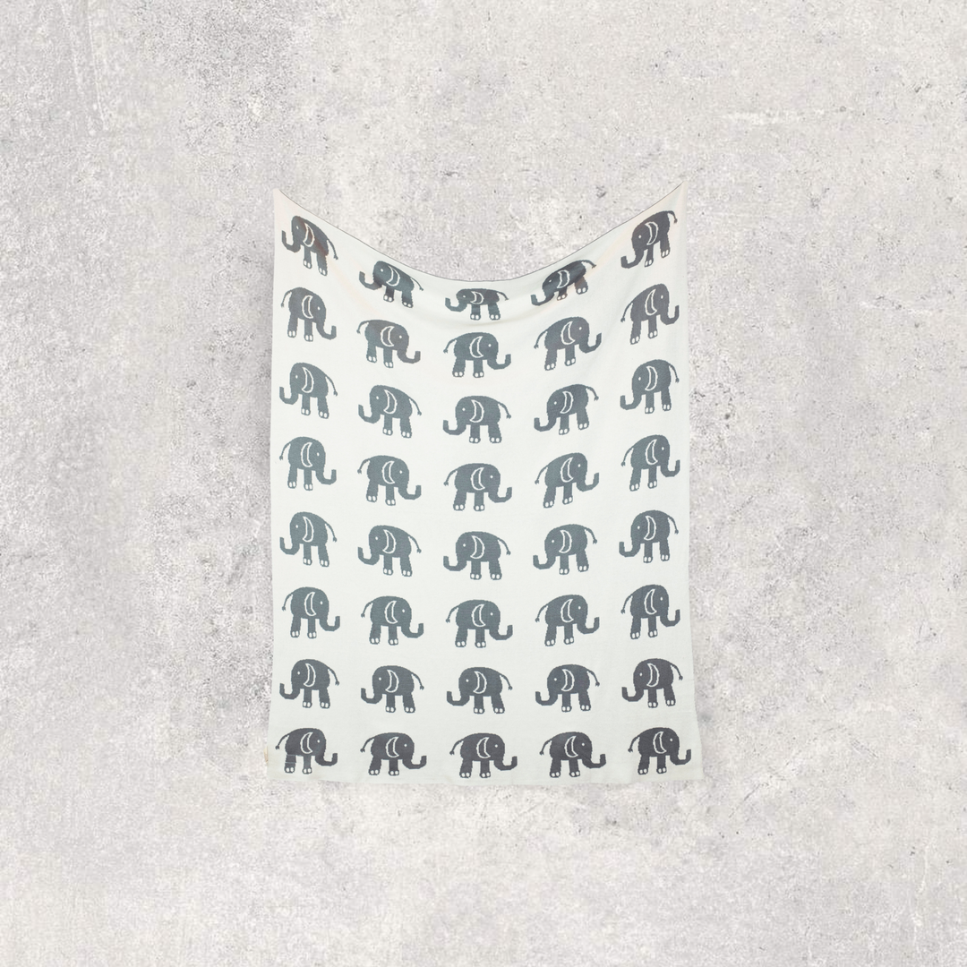 Elephant Love Organic Cotton Baby Blanket and Burp Cloth Set