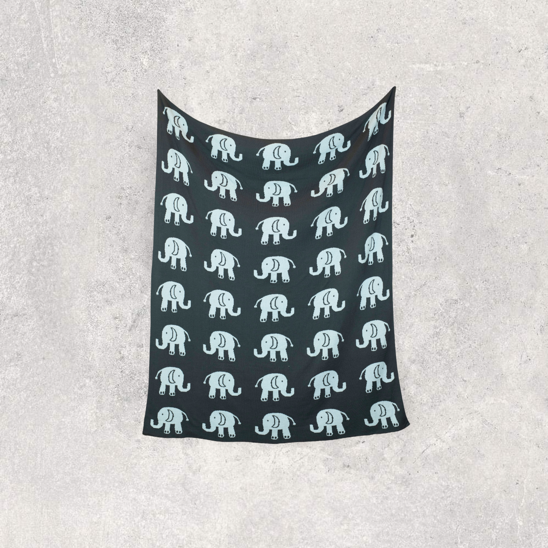 Elephant Love Organic Cotton Baby Blanket and Burp Cloth Set