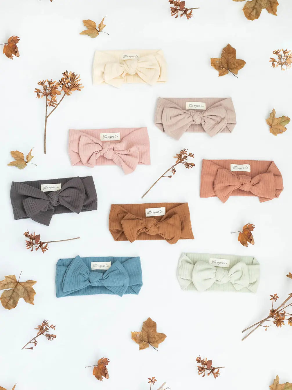 Beige Baby Bow Wrap Headbands