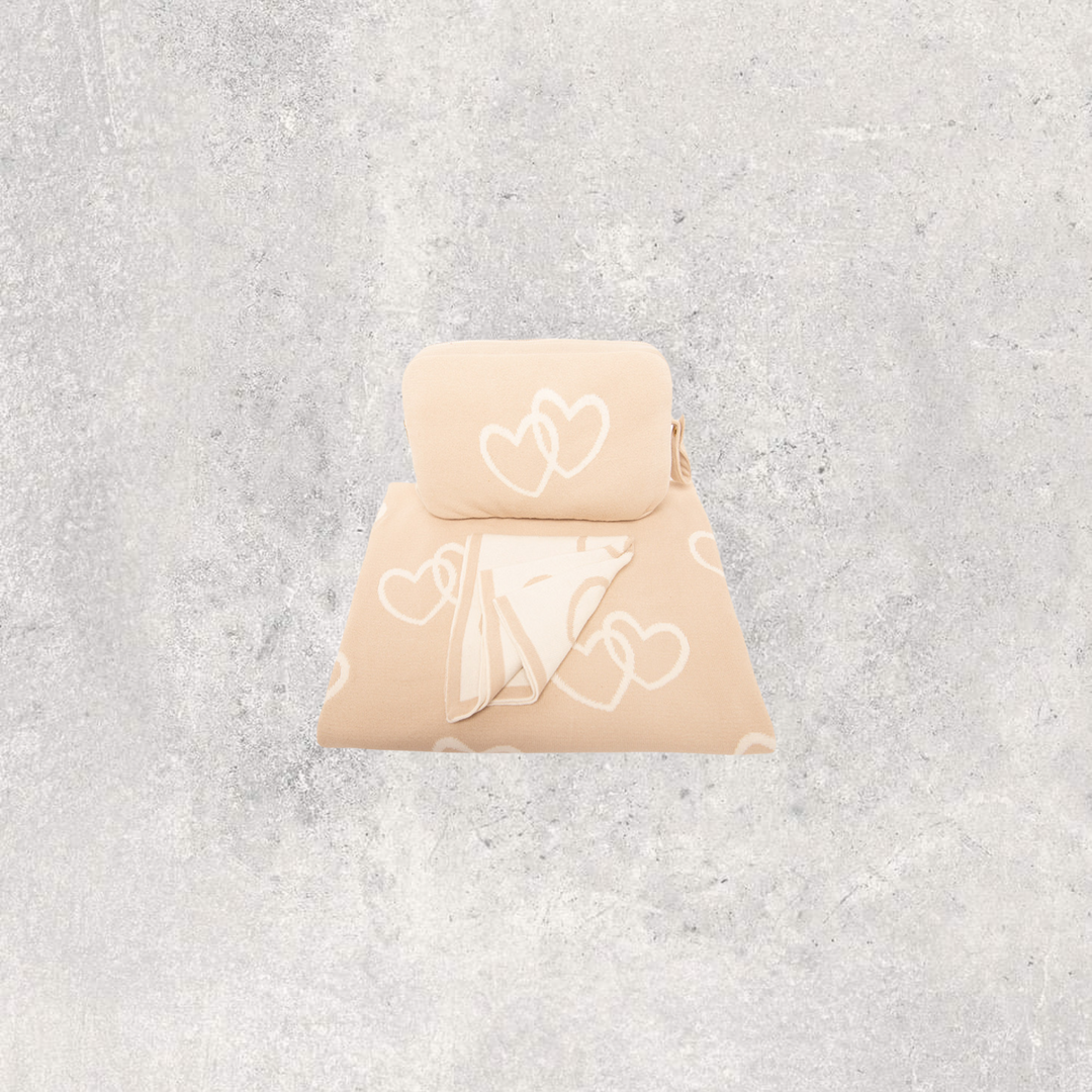 Twin Hearts Organic Cotton Baby Blanket and Burp Cloth Set