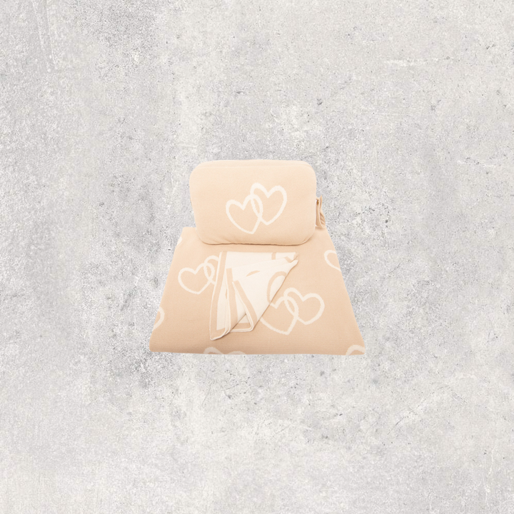 Twin Hearts Organic Cotton Baby Blanket and Burp Cloth Set