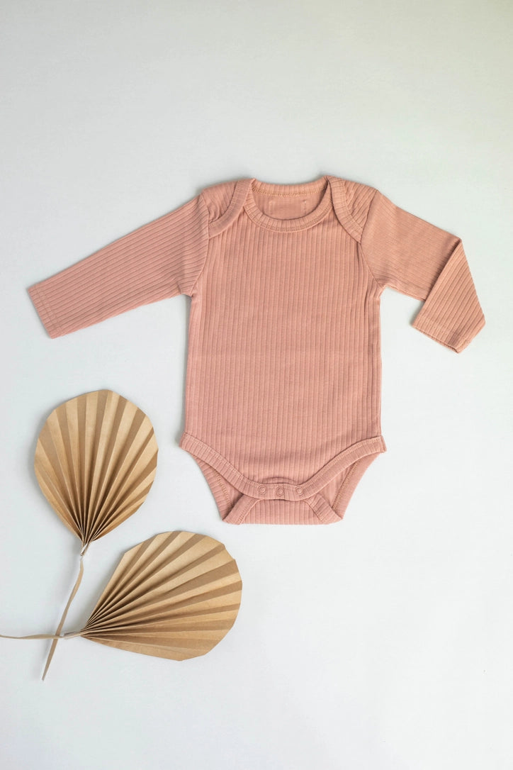 Baby Organic cotton bodysuit ribbed cotton long sleeve