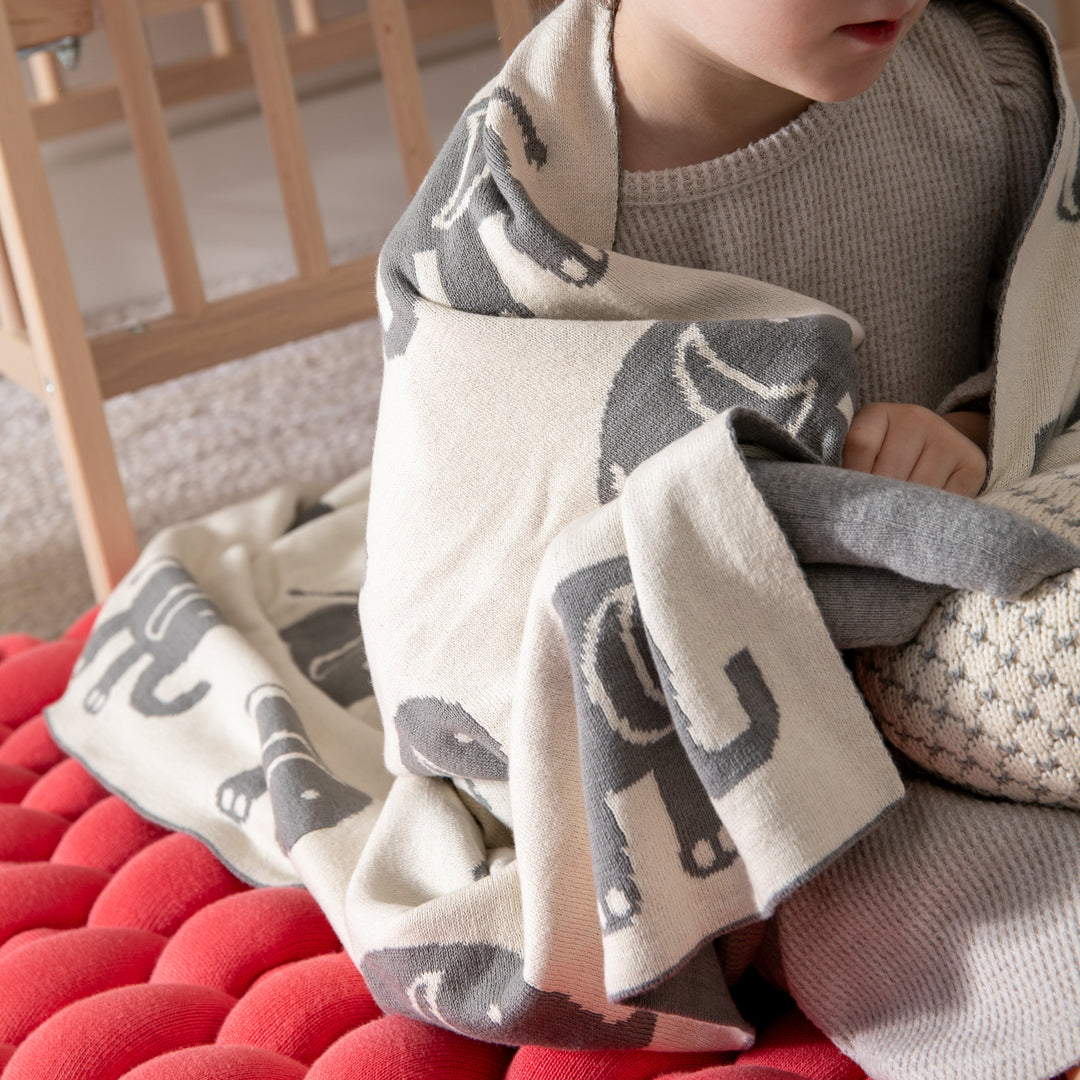 Elephant Love Organic Cotton Baby Blanket and Burp Cloth Set