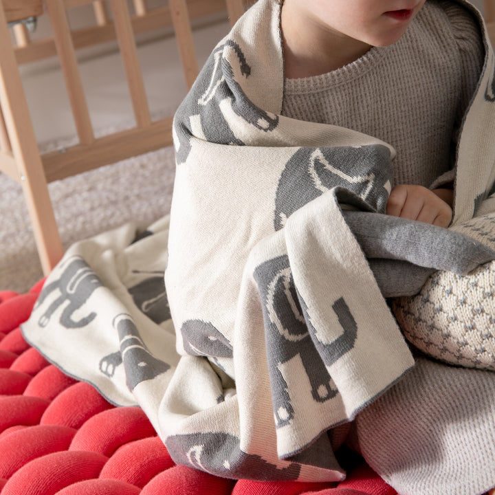 Elephant Love Organic Cotton Baby Blanket and Burp Cloth Set