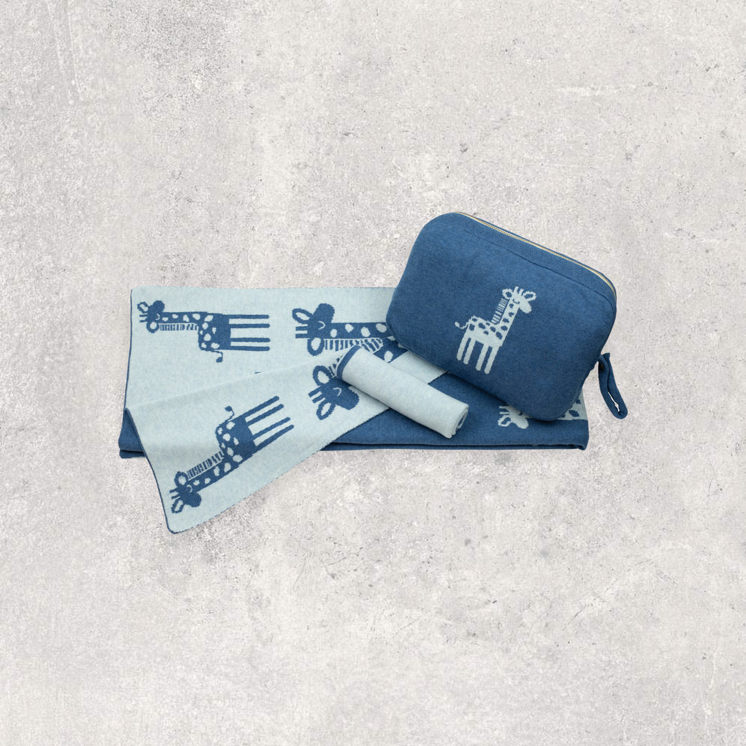 Giraffe Organic Cotton Baby Blanket and Burp Cloth Set