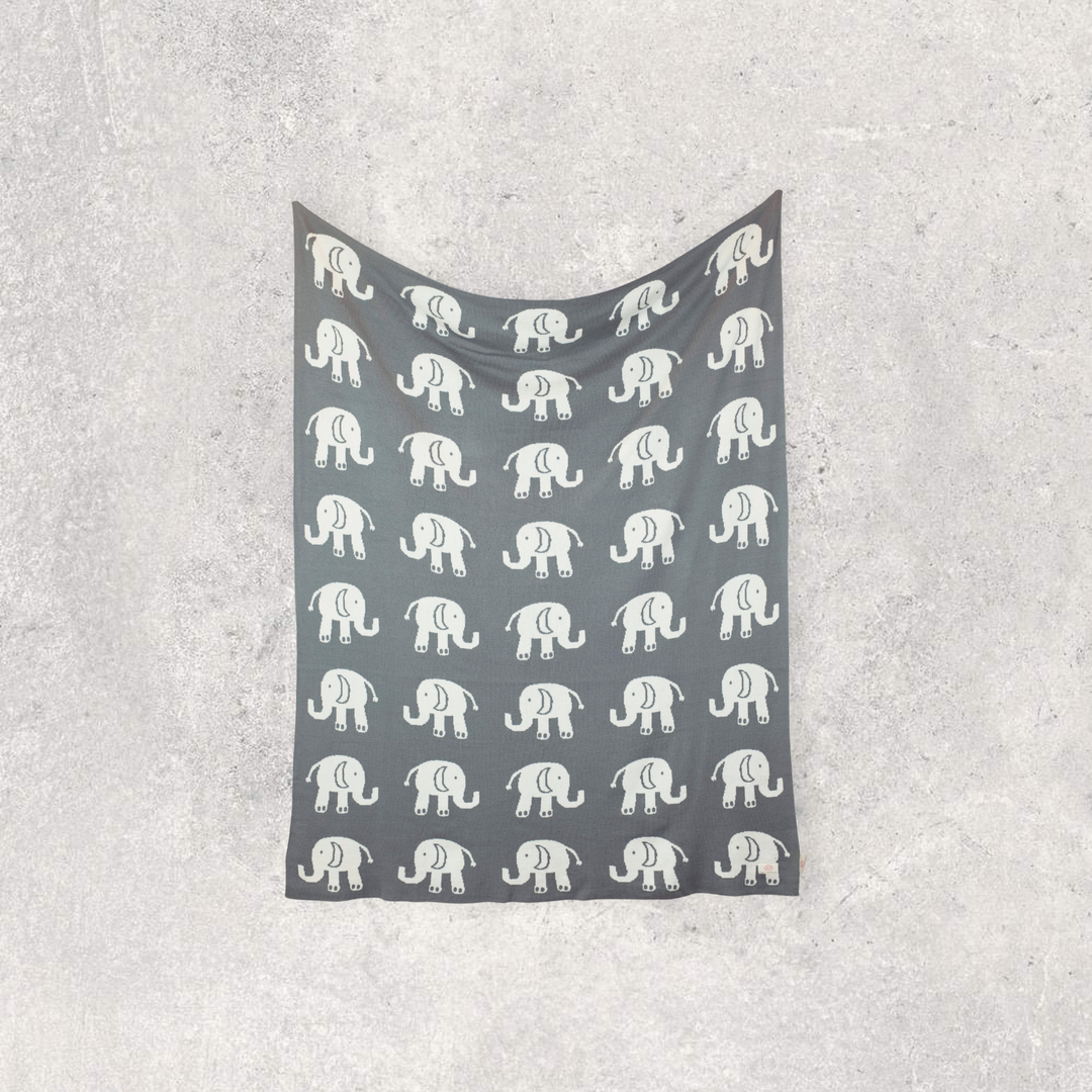 Elephant Love Organic Cotton Baby Blanket and Burp Cloth Set