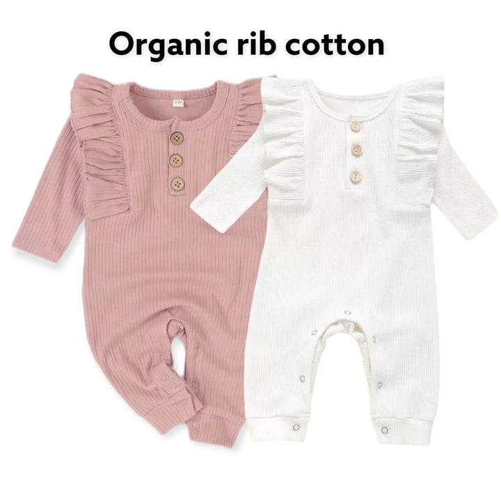 Ruffle long sleeve romper