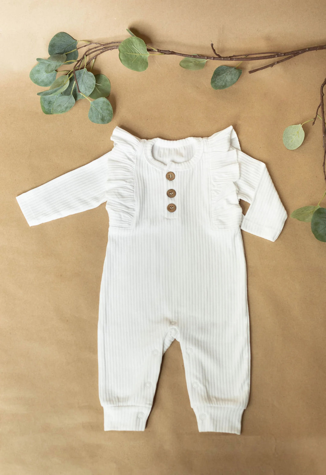 Ruffle long sleeve romper