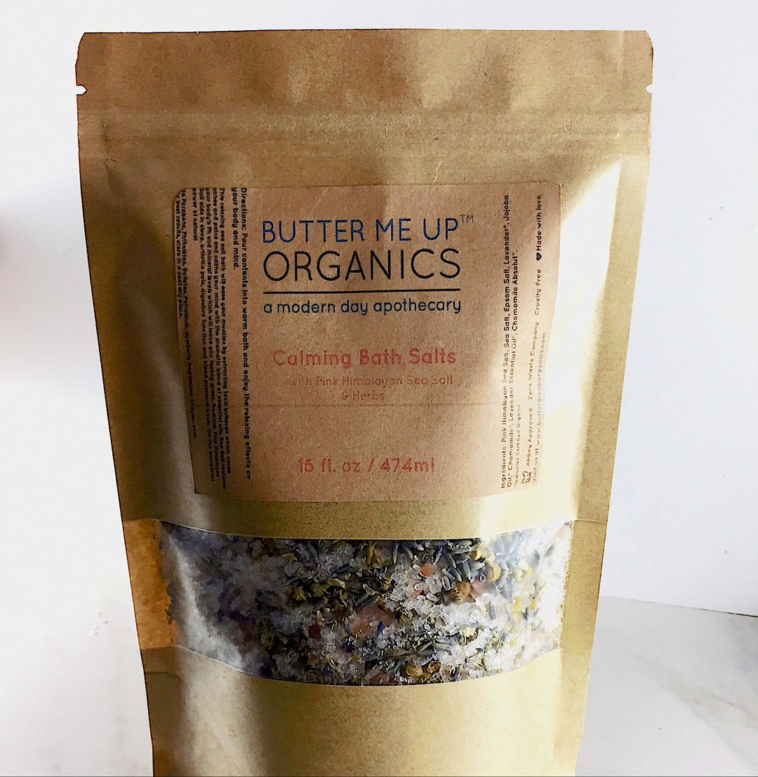 Calming Bath Salts / Detox / Relaxation / Lavender &amp; Chamomile / Essential Oils / Organic Herbs / Herbal Bath Salts for Relaxation Stress