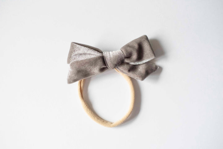 3" Gray Velvet baby Girl Bow Headbands, Baby Shower Gift, infant headband, newborn velvet bow, gifts for kids ,gender reveal