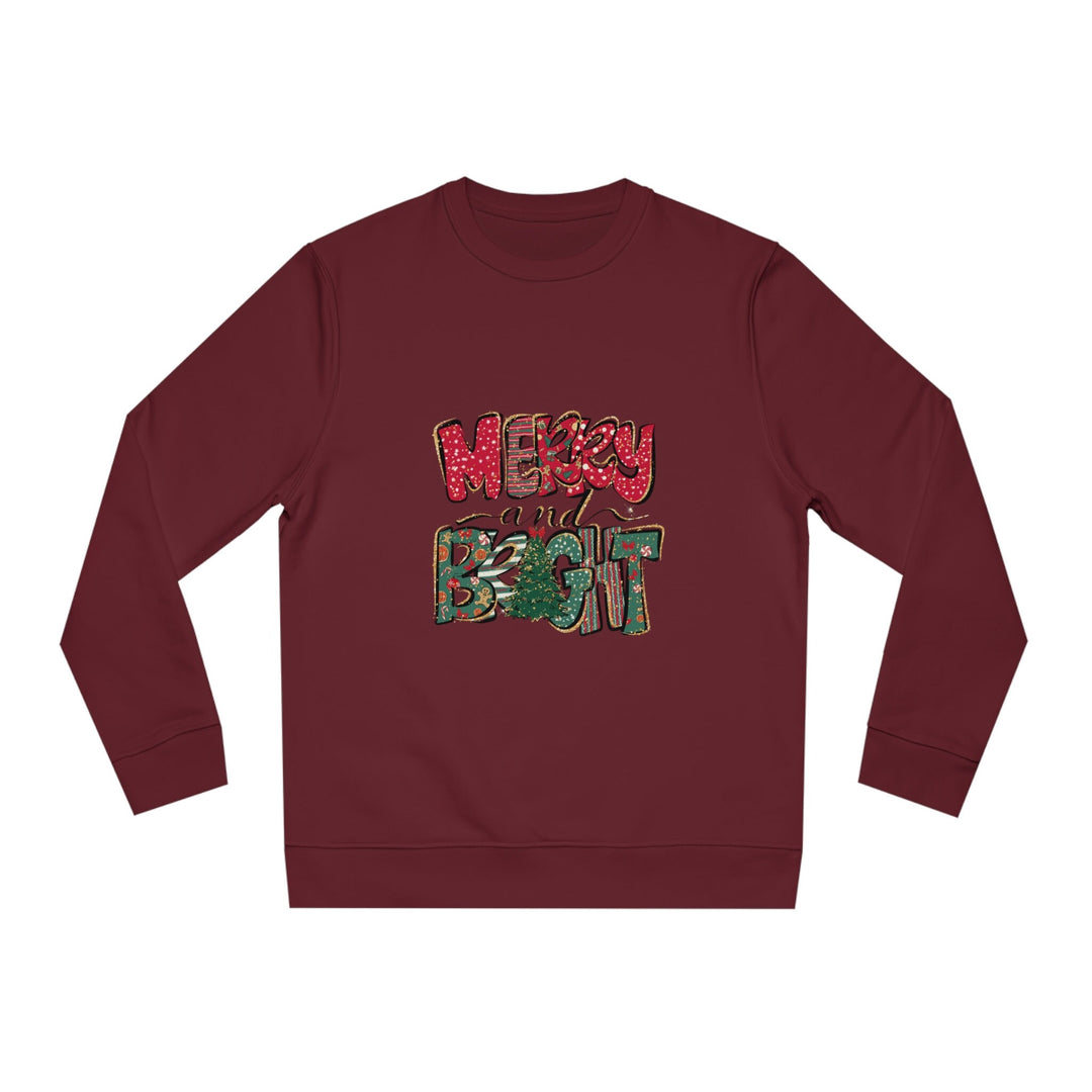 Merry and Bright Sweatshirt Organic, Happy Christmas,  Merry Christmas crewneck ,Santa sweatshirt