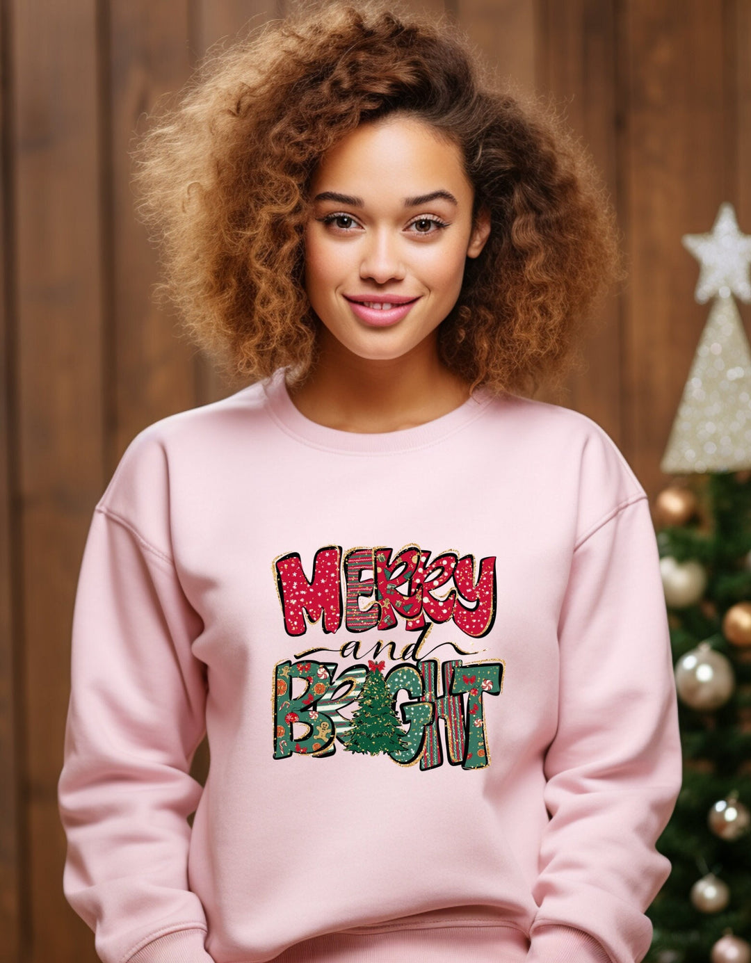 Merry and Bright Sweatshirt Organic, Happy Christmas,  Merry Christmas crewneck ,Santa sweatshirt