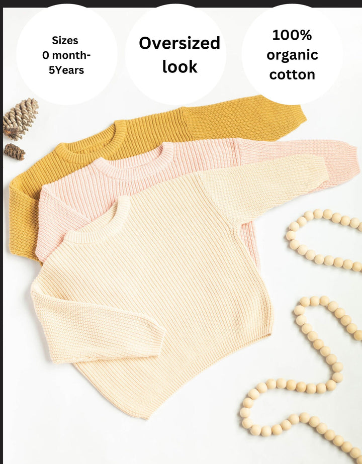 Chunky Knitted sweater for baby boy/girl, Dressy oversized top neutral oversized thick children's sweater, baby shower gifts for newborn