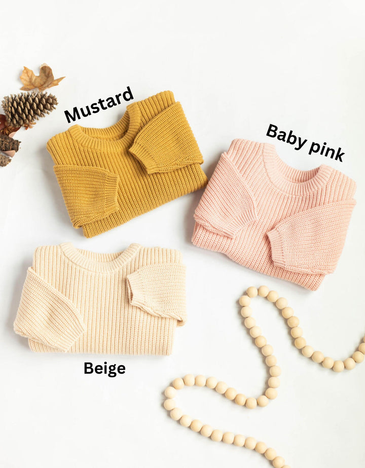Chunky Knitted sweater for baby boy/girl, Dressy oversized top neutral oversized thick children's sweater, baby shower gifts for newborn