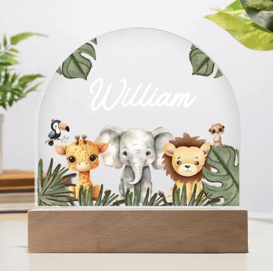 Personalized LED Animal Lamp, Safari Jungle, Birthday Gifts for Kids, Kids Bedroom Nursery Table Light,Kids Night Light Gift