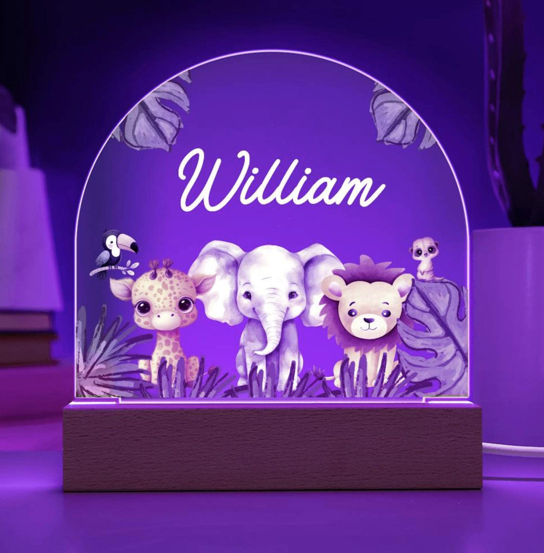 Personalized LED Animal Lamp, Safari Jungle, Birthday Gifts for Kids, Kids Bedroom Nursery Table Light,Kids Night Light Gift
