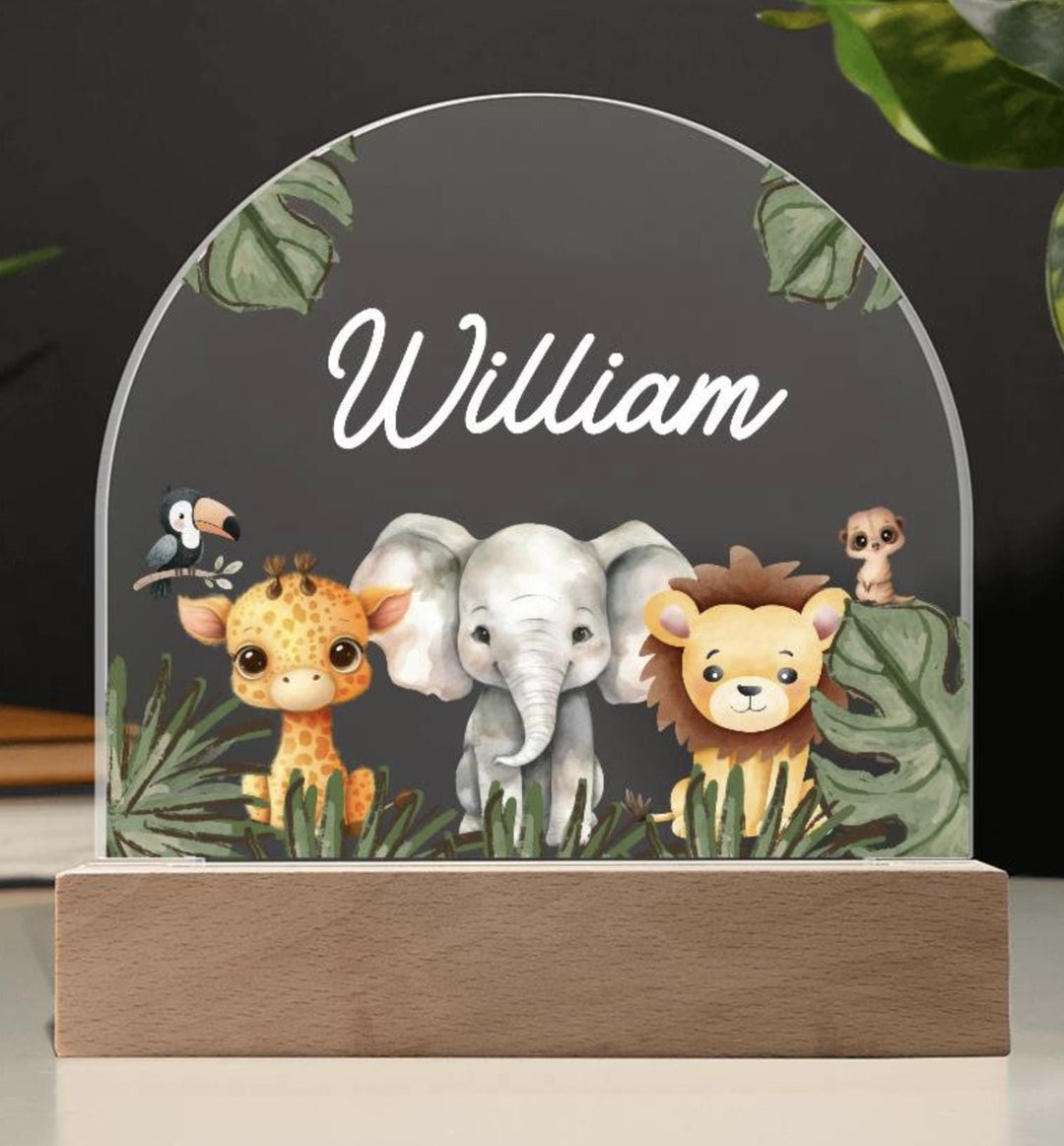 Personalized LED Animal Lamp, Safari Jungle, Birthday Gifts for Kids, Kids Bedroom Nursery Table Light,Kids Night Light Gift