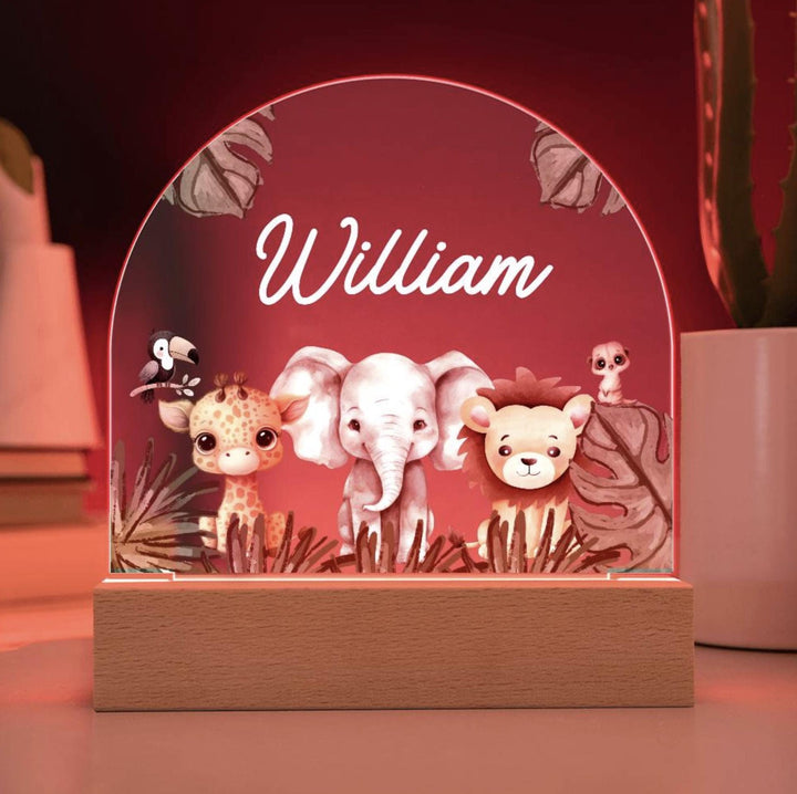 Personalized LED Animal Lamp, Safari Jungle, Birthday Gifts for Kids, Kids Bedroom Nursery Table Light,Kids Night Light Gift