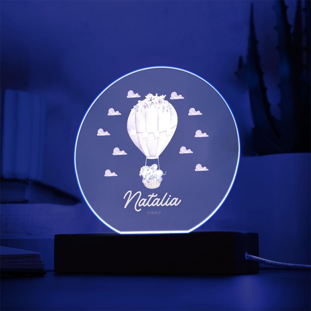 Cute Childs Name Personalized night light, baby gifts, Girl Gift, Hot air ballon Light,  Bedroom LED Decor Sign,Daughter,Grandbaby Kids Gift