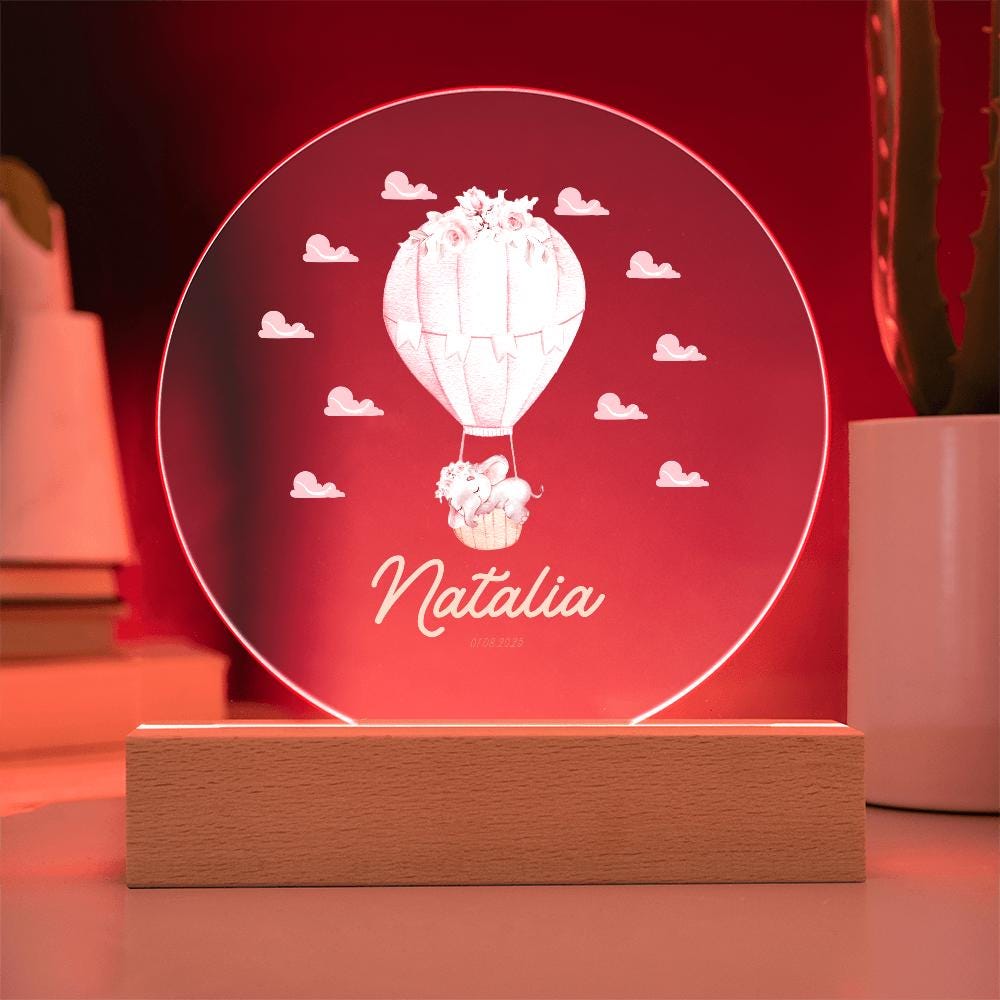 Cute Childs Name Personalized night light, baby gifts, Girl Gift, Hot air ballon Light,  Bedroom LED Decor Sign,Daughter,Grandbaby Kids Gift