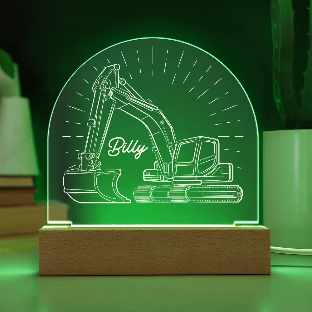 Personalised Digger Night Light LED, Nursery Decor,Kids Gift,Night Light,Children's Night Light,Digger Light,Tractor Light