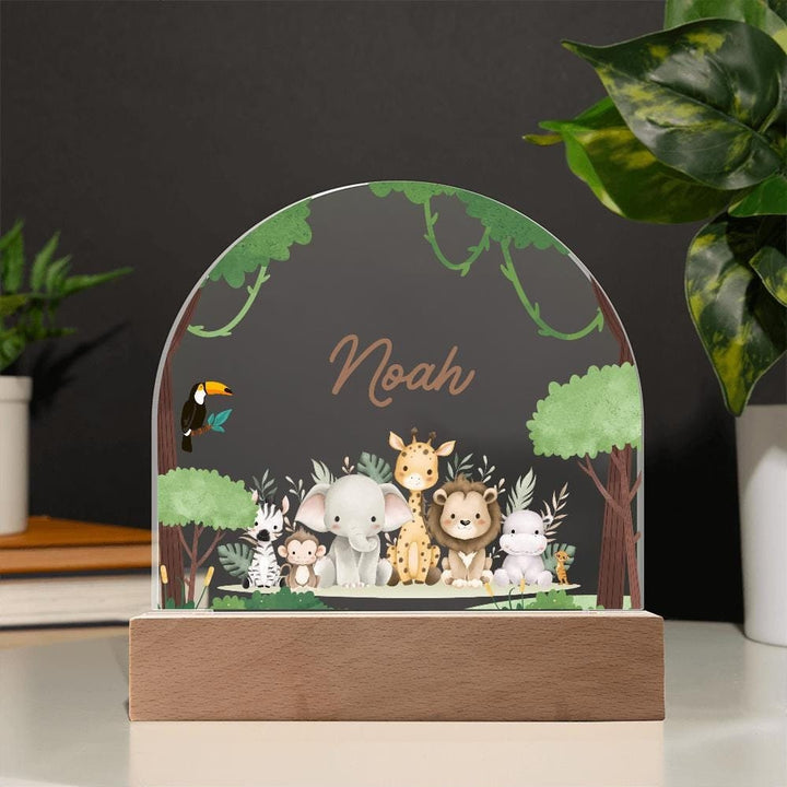 Safari Kids Night Light Gift Personalized LED Animal Lamp,Jungle, Birthday Gifts for Kids, Kids Bedroom Nursery Table Light, baby boy gift