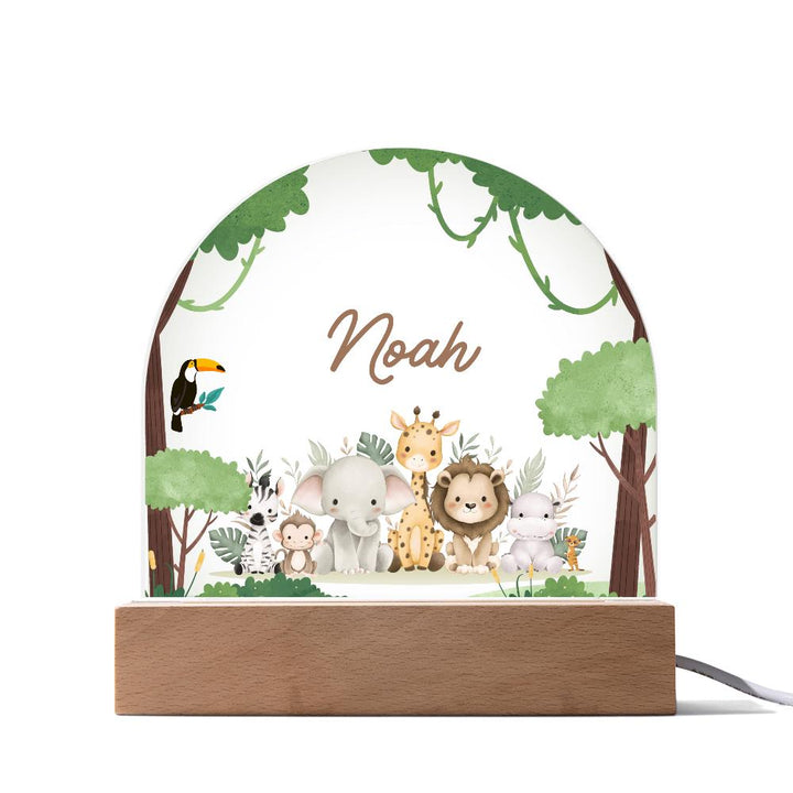 Safari Kids Night Light Gift Personalized LED Animal Lamp,Jungle, Birthday Gifts for Kids, Kids Bedroom Nursery Table Light, baby boy gift