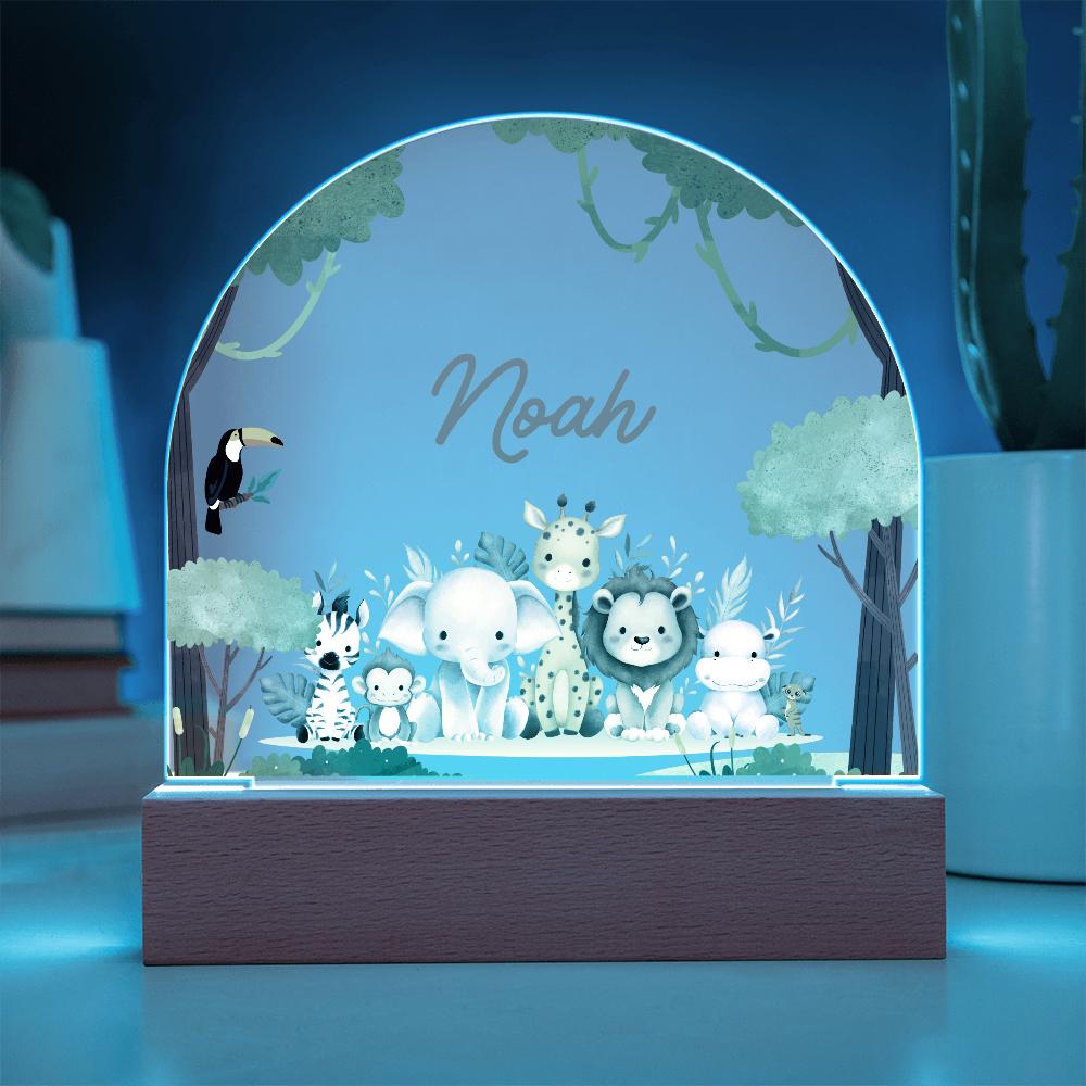 Safari Kids Night Light Gift Personalized LED Animal Lamp,Jungle, Birthday Gifts for Kids, Kids Bedroom Nursery Table Light, baby boy gift
