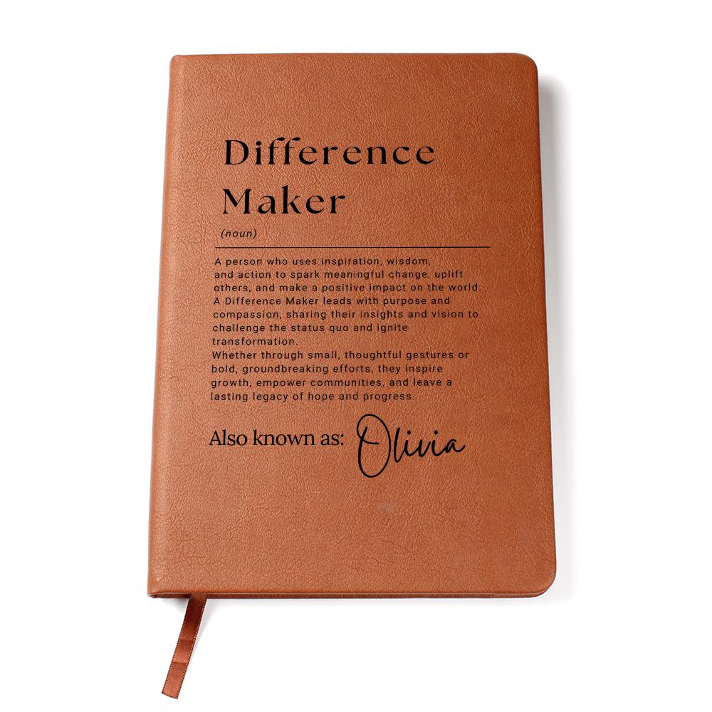 Difference Maker Gift,Personalized Difference Maker Journal, Difference Maker Definition Gift, Mentor Gift, Leader Gift, Appreciation Gifts