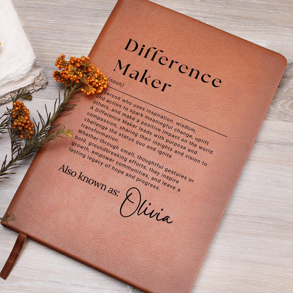 Difference Maker Gift,Personalized Difference Maker Journal, Difference Maker Definition Gift, Mentor Gift, Leader Gift, Appreciation Gifts