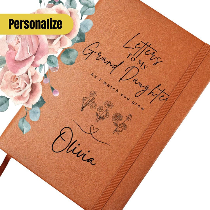 Letters To My Grand Daughter Personalized Name Notebook, New Grandma Gift, Grandparent Personalized Journal, Grandma Memory Book