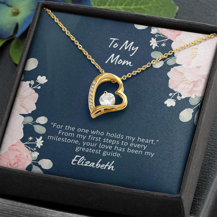Sentimental Mothers Day Jewelry Gift, Forever Love Necklace with Custom Card, Heart pendant with card, Luxury Gift for Mom with LightUpBox