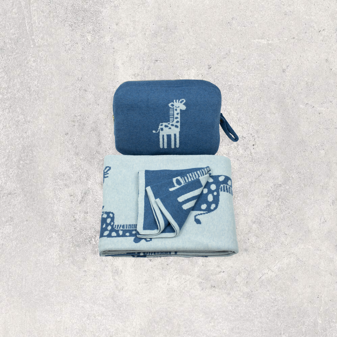 Giraffe Organic Cotton Baby Blanket and Burp Cloth Set