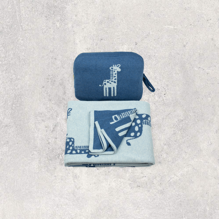 Giraffe Organic Cotton Baby Blanket and Burp Cloth Set